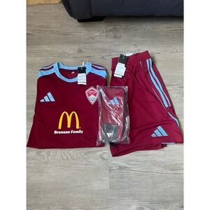 NWT Adidas Soccer Uniform Maroon Jersey Shorts Socks Durango Rapids Size Large